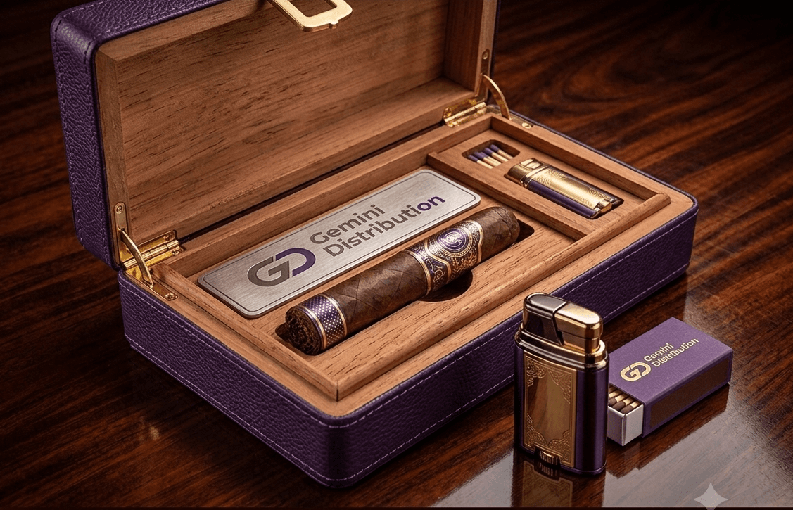 Cigar humidor with lighter and matches