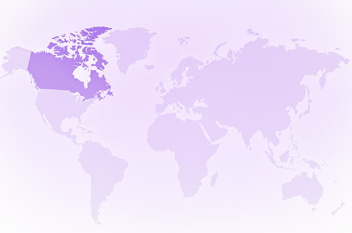 Map of Canada, highlighted for free shipping coverage